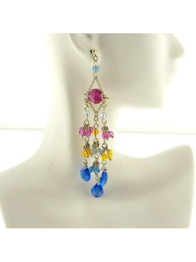 Vintage 2012 Avon Hawaiian Shores Statement Chandelier Earrings Costume Jewelry